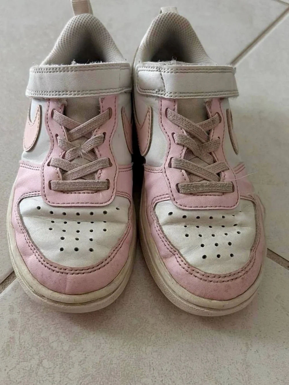 Nike Kids Pink and White Velcro Sneakers